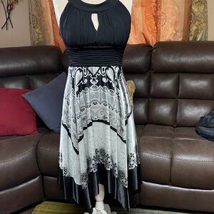 Signature by Sangria Black and White High Low Dress